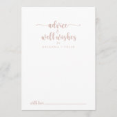 Roos Gold Calligraphy Wedding Well Wishes Advieskaart (Voorkant)