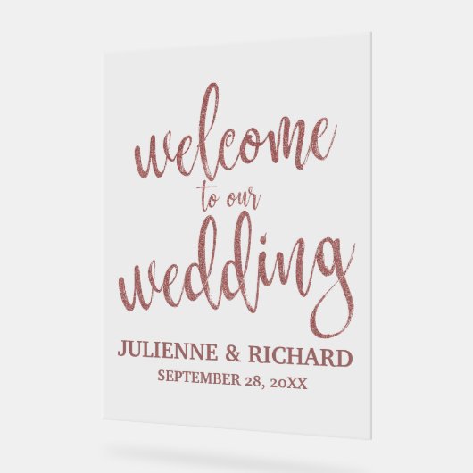 Roos Gold Calligraphy Weduwwelkomstbord Acryl Bord (Hoek)