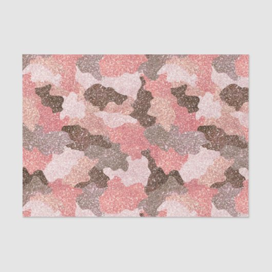 Roos Gold Camo Faux Glitter Camouflage Glam Tissuepapier (Voorkant)