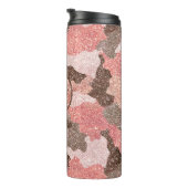 Roos Gold Camo Faux Glitter Camouflage Monogrammed Thermosbeker (Geroteerd rechts)