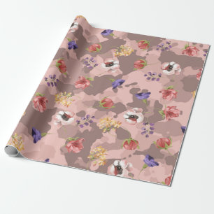 Roos Gold Camouflage Camo Pink Cute Cadeaupapier