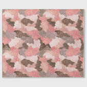 Roos Gold Camouflage Faux Glitter Camo Glam Cadeaupapier (Vlak)