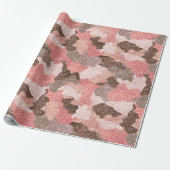 Roos Gold Camouflage Faux Glitter Camo Glam Cadeaupapier (Uitgerold)