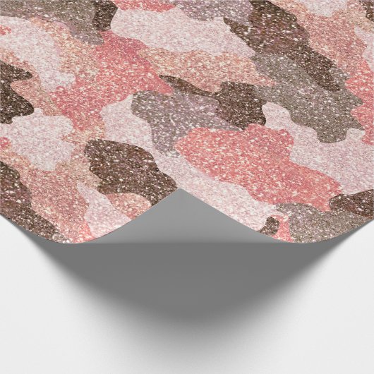 Roos Gold Camouflage Faux Glitter Camo Glam Cadeaupapier (Hoek)
