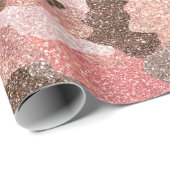 Roos Gold Camouflage Faux Glitter Camo Glam Cadeaupapier (Rol Hoek)