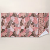 Roos Gold Camouflage Faux Glitter Camo Monogram Strandlaken (Voorkant)