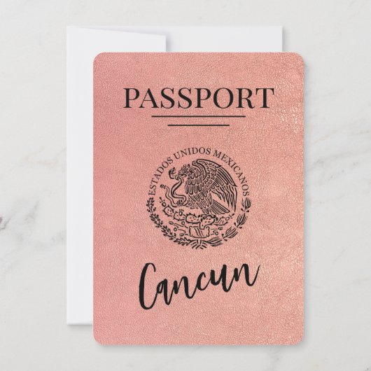 Roos Gold Cancun Passport Bewaar de datum Save The Date (Achterkant)