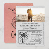 Roos Gold Cancun Passport Wedding Kaart (Voorkant / Achterkant)