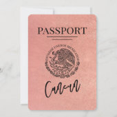 Roos Gold Cancun Passport Wedding Kaart (Achterkant)