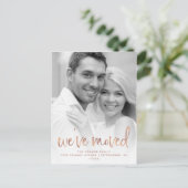 Roos Gold Casual Manuscript Foto Moving Notice Briefkaart (Staand voorkant)