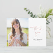 Roos Gold Casual Script Foto Afstuderen Hartelijk Bedankkaart (Staand voorkant)