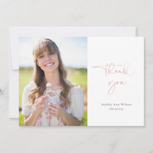 Roos Gold Casual Script Foto Afstuderen Hartelijk  Bedankkaart