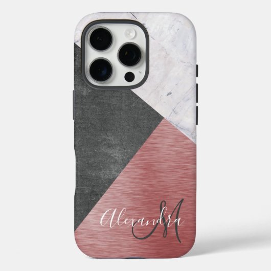 Roos Gold, Chalkboard en marmer - Monogram toevoeg Case-Mate iPhone Case (Achterkant)