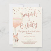 Roos Gold Champagne Glas Bruidsdouche Uitnodiging (Voorkant)