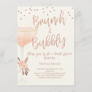 Roos Gold Champagne Glass Bridal Shower Kaart