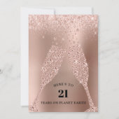 Roos Gold Champagne Toast 21st Birthday Party Kaart (Voorkant)