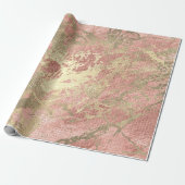 Roos Gold Champaigne Marble Linen Metallic Strokes Cadeaupapier (Uitgerold)