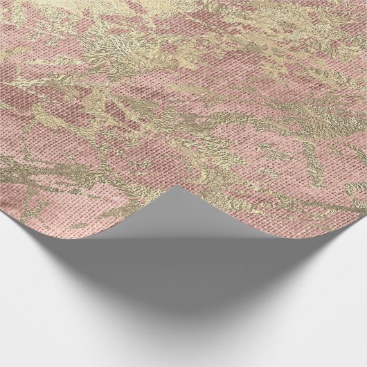 Roos Gold Champaigne Marble Linen Metallic Strokes Cadeaupapier (Hoek)