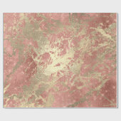 Roos Gold Champaigne Marble Sequin Metal Strokes Cadeaupapier (Vlak)