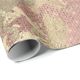 Roos Gold Champaigne Marble Sequin Metal Strokes Cadeaupapier