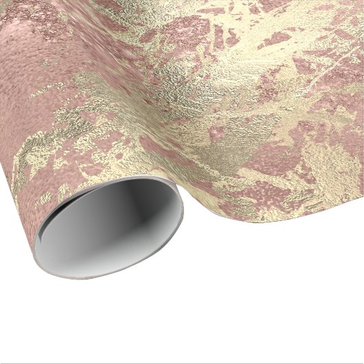 Roos Gold Champaigne Marmer Glanzende Metallic Str Cadeaupapier (Rol Hoek)