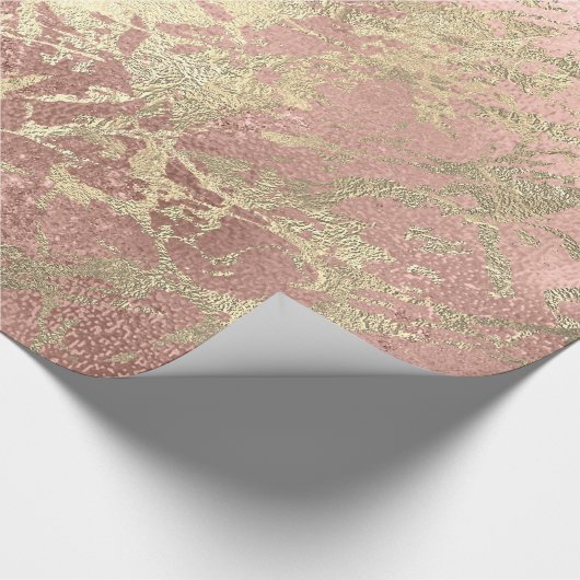 Roos Gold Champaigne Marmer Glanzende Metallic Str Cadeaupapier (Hoek)