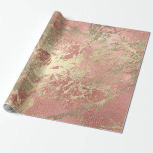 Roos Gold Champaigne Marmer Glanzende Metallic Str Cadeaupapier
