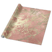 Roos Gold Champaigne Marmer Glanzende Metallic Str Cadeaupapier (Uitgerold)