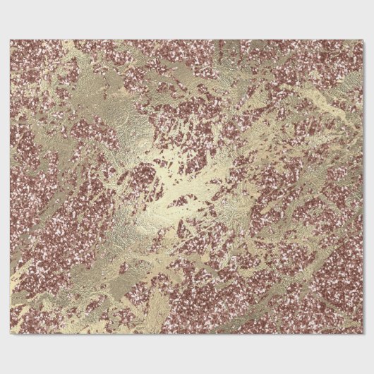 Roos Gold Champaigne Marmer Glitter Spark Strokes Cadeaupapier (Vlak)