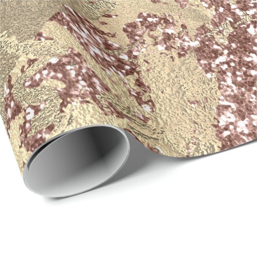 Roos Gold Champaigne Marmer Glitter Spark Strokes Cadeaupapier (Rol Hoek)