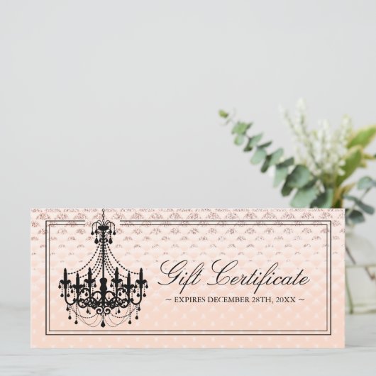 Roos Gold Chandelier Gift Certificate (Staand voorkant)