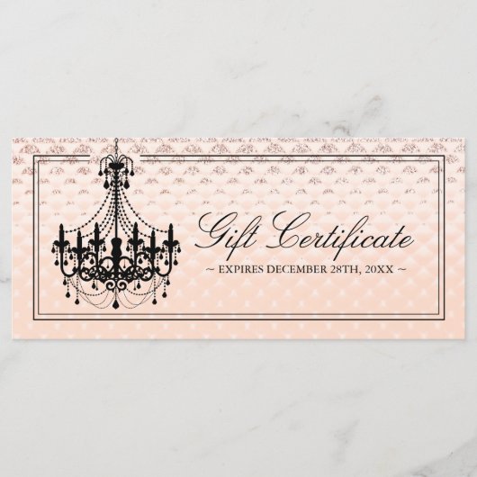 Roos Gold Chandelier Gift Certificate (Voorkant)