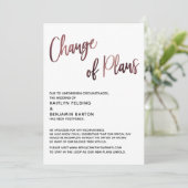 Roos Gold Change of Plans Postponed Wedding Kaart (Staand voorkant)