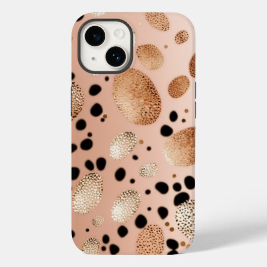 Roos Gold Cheetah Glitter iPhone Mate Stoer Hoesje (Achterkant)