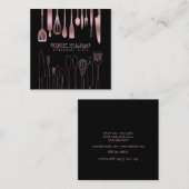 Roos Gold Chef Kitchen Tools Glitter Faux Catering Vierkante Visitekaartje (Voorkant / Achterkant)