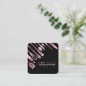 Roos Gold Chef Kitchen Tools Glitter Faux Catering Vierkante Visitekaartje (Staand voorkant)