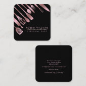 Roos Gold Chef Kitchen Tools Glitter Faux Catering Vierkante Visitekaartje (Voorkant / Achterkant)