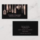 Roos Gold Chef Kitchen Tools Glitter Faux Catering Visitekaartje (Voorkant / Achterkant)