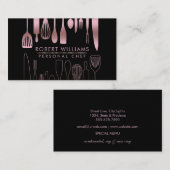 Roos Gold Chef Kitchen Tools Glitter Faux Catering Visitekaartje (Voorkant / Achterkant)