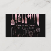 Roos Gold Chef Kitchen Tools Glitter Faux Catering Visitekaartje (Voorkant)