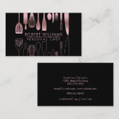Roos Gold Chef Kitchen Tools Glitter Faux Catering Visitekaartje (Voorkant / Achterkant)