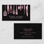 Roos Gold Chef Kitchen Tools Glitter Faux Catering Visitekaartje (Voorkant / Achterkant)