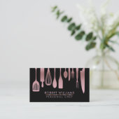 Roos Gold Chef Kitchen Tools Glitter Faux Visitekaartje (Staand voorkant)