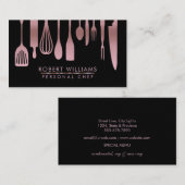 Roos Gold Chef Kitchen Tools Glitter Faux Visitekaartje (Voorkant / Achterkant)