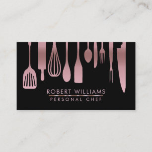 Roos Gold Chef Kitchen Tools Glitter Faux Visitekaartje