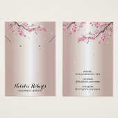 Roos Gold Cherry Blossom Jewelry Earring Display Visitekaartje (Voorkant /achterkant)