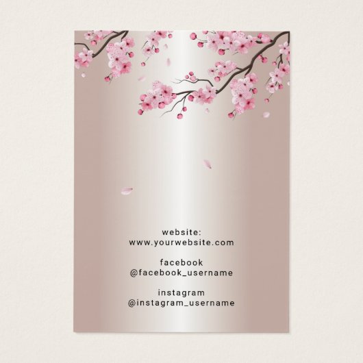 Roos Gold Cherry Blossom Jewelry Earring Display Visitekaartje (Achterkant)