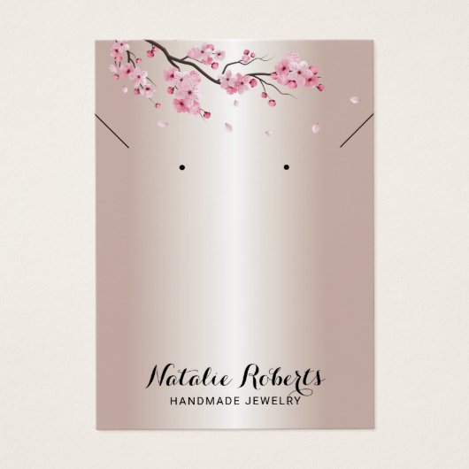 Roos Gold Cherry Blossom Jewelry Earring Display Visitekaartje (Voorkant)