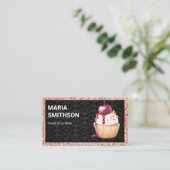 Roos Gold Cherry Cupcake Pastry Chef Bakery Visitekaartje (Staand voorkant)