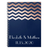 Roos Gold Chevron - Aangepaste bruiloft Notitieboek (Voorkant)